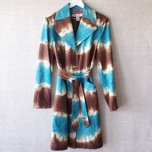 Anne Klein Tie Dye Belted Trench Coat